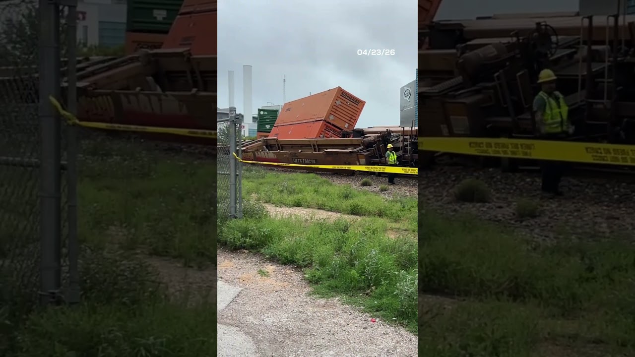 Cargo train derails in downtown Austin  #austintexas