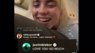 Billie Eilish freaks out when Justin Bieber comments on her live