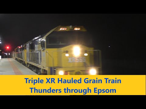 Triple XR's Hauling a Grain Train Thunders Through Epsom Station - 13th April 2021