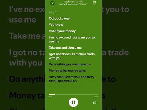 Dirty cash (money talks) PAWSA, the adventures of Stevie V #spotifylink #lyrics #spotifyglobal #fyp