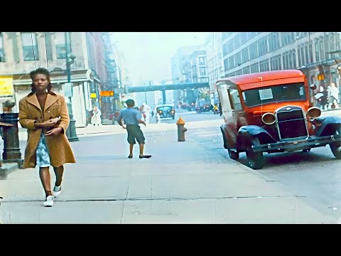 Street Life in New York 1940s in Color [60fps,Remastered] w/sound design added
