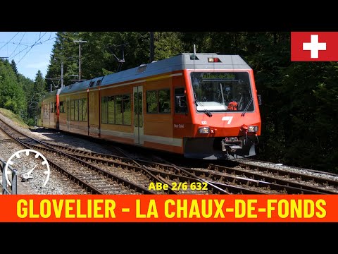 Cab Ride Glovelier - La Chaux-de-Fonds (Jura Railways, Switzerland) train driver's view in 4K