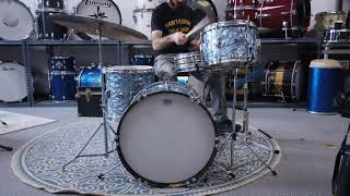 Video thumbnail for 1960s Pearl Valencia Light Blue Diamond Pearl Drum Kit by Hawthorne Drum Shop
