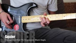 Video thumbnail for Squier Vintage Modified 70s Stratocaster Black Maple & Vox Pathfinder 10 CL by MyDukkan
