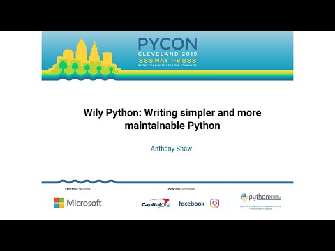 Image thumbnail for talk Wily Python: Writing simpler and more maintainable Python