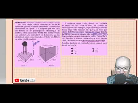 ENEM 2020 Altura da caixa de vidro para o troféu