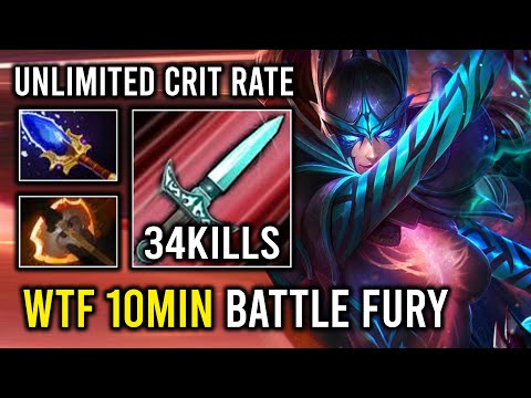 WTF 10Min Battle Fury 1K GPM Unlimited Crit Fast Farm Hard Carry Phantom Assassin Dota 2