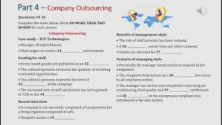 IELTS listening actual test Part 4: Company Outsourcing (answer+ transcript)