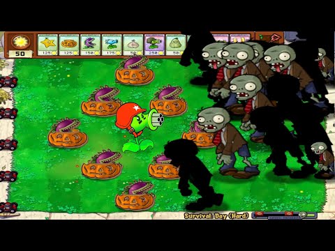 Best strategy Plants vs Zombies I  Chomper + Super Gatling Pea vs All Zombies Big Size I PVZ 1