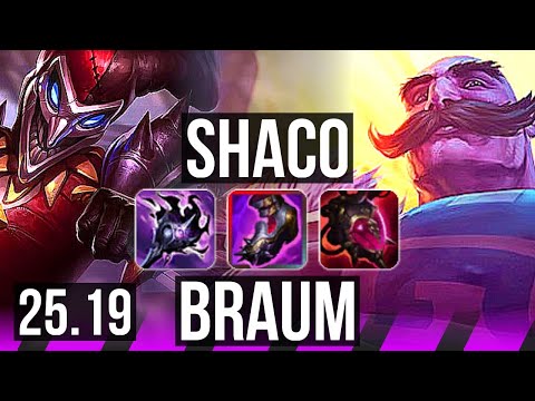 SHACO & Jhin vs BRAUM & Lucian (SUP) | 6k comeback, 85k DMG | KR Master | 25.19