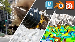 NYC City 3D Destruction Workflow in Blender, Maya, & Houdini