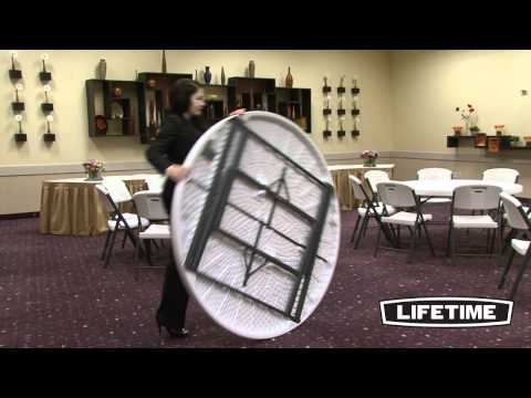Lifetime 60-Inch Round Stacking Tables (4) and Chair (32) Combo