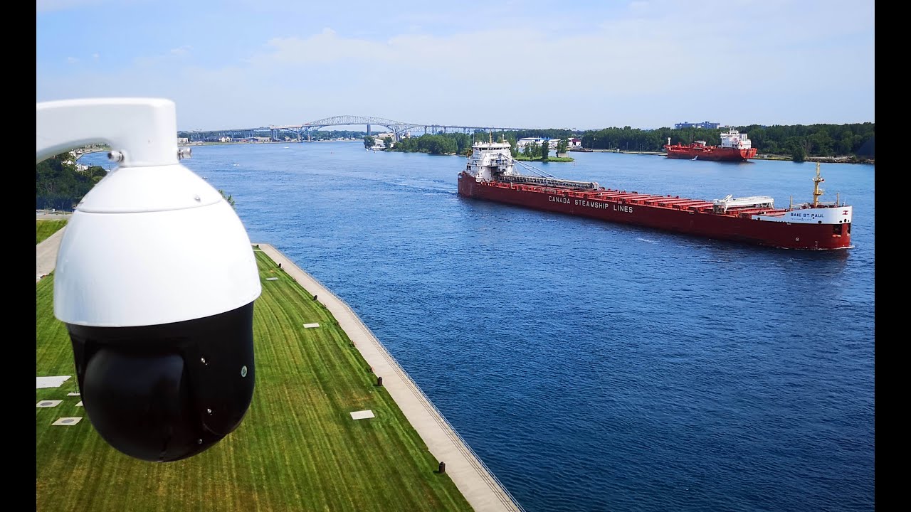 Live webcam view of St. Clair River Freighter Watch