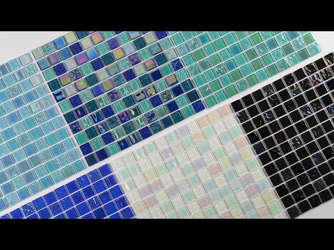 Diving into Elegance: 25x25mm Square Crystal Glass Iridescent Swimming Pool Tiles GIOL1001