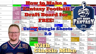 How To Make a Fantasy Football Draft Board for FREE! Using Google Sheets 2.0