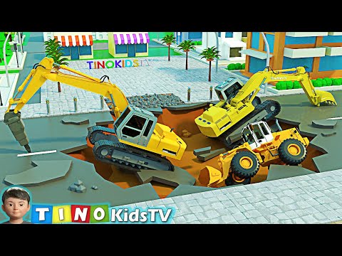 Excavator,  Wheel Loader and Driller Truck for Kids | Waiting Shed Construction Accident