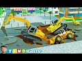 Excavator Wheel Loader And Driller Truck For Kids Waiting Shed Construction Accident
