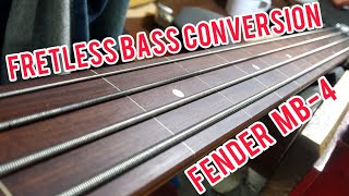 Video thumbnail for Fender MB-4 Bass Fretless Conversion asmr #bassboifretworks Ep.137 by Bassboi's Garage