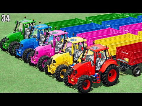 GARAGE OF COLORS! TRANSPORTING & HARVEST WOODCHIPS w/ LAMBORGHINI TRACTOR! #34 Farming Simulator 22