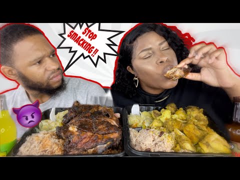 SMACKING TOO LOUD & TOO MUCH MUKPRANK W/ JAMAICAN FOOD MUKBANG!!