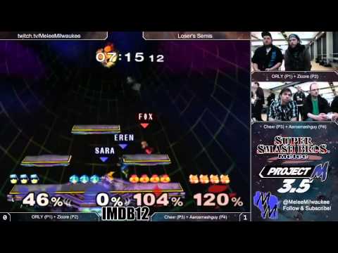IMDB12 - ORLY (P1) + Zicore (P2) vs Chexr (P3) + Aarosmashguy (P4) - Melee 2v2 Losers Semis