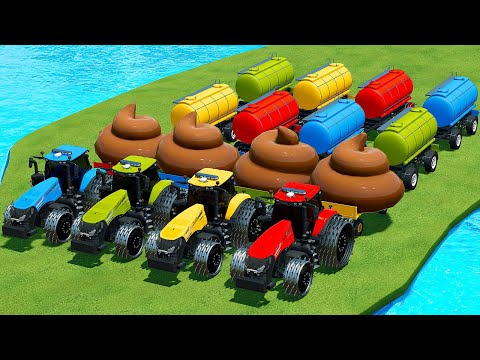 LOAD AND TRANSPORT GIANT POO WITH CASE TRACTORS AND JCB LOADERS - Farming Simulator 22