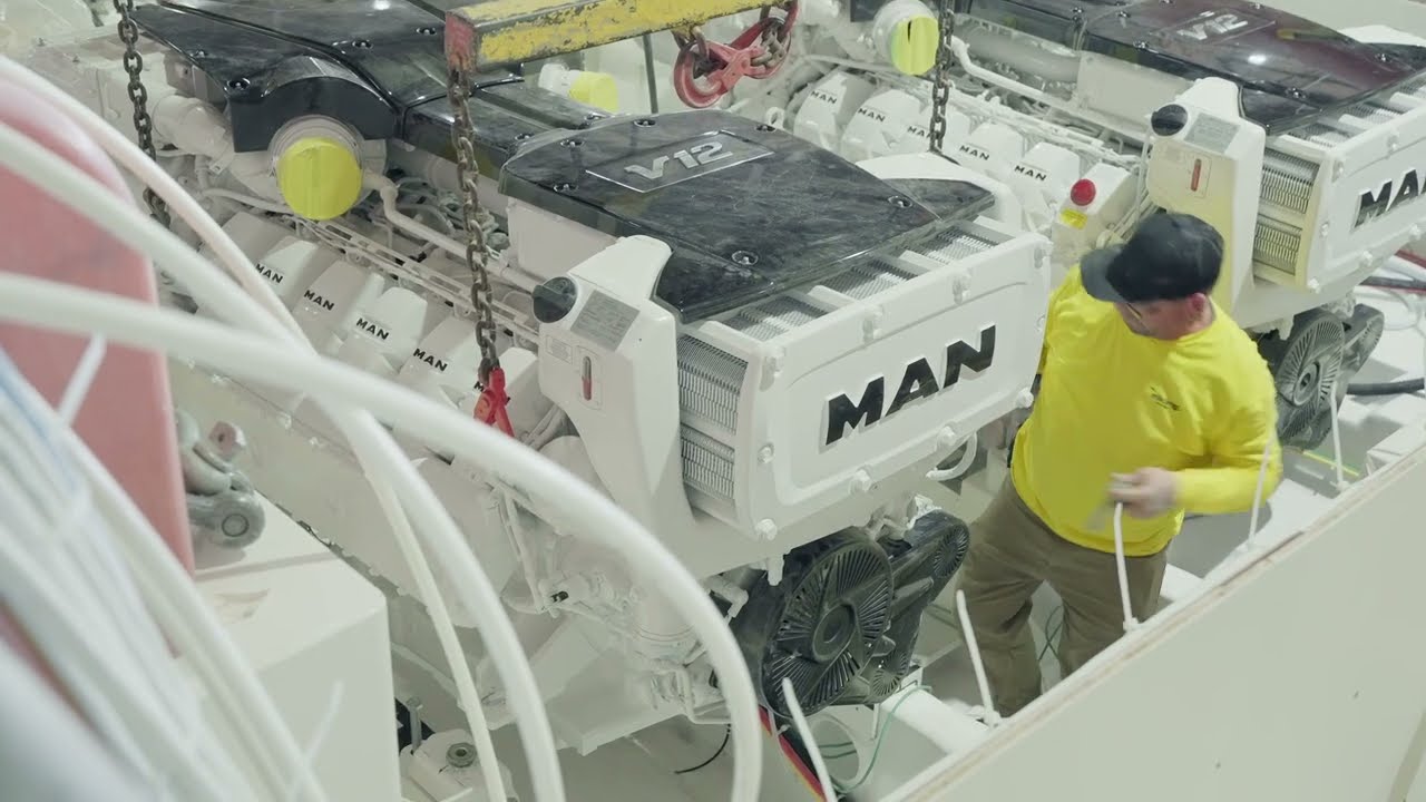 Installing a MAN v12 Engine Into a 58 at The Viking Production Line - Onboard Engineering