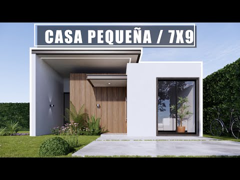CASA PEQUEÑA BONITA Y MODERNA DE 7X9 CON DOS RECÁMARAS | PLANO DE CASA 63 M2