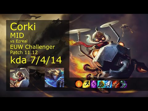 Corki vs Ezreal Mid - EUW Challenger 7/4/14 Patch 11.12 Gameplay