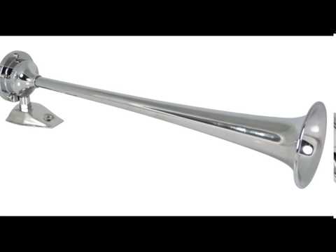 10524 — Heavy Duty Marine Single Trumpet Deck Air Horn (24-Volt, Chrome)