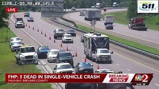 3 dead in single-vehicle crash in Brevard County, troopers say