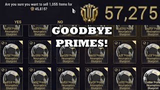 Selling Every Primed Item I Have For Ducats Before Tennocon!
