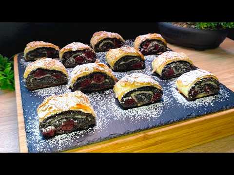 If you have puff pastry & poppy seeds, you can create a sweet dream in just a few minutes. 🍒✨