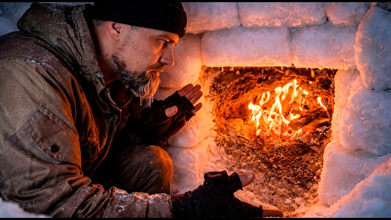 I Built a Snow House and Stayed Inside Alone (–20°C)