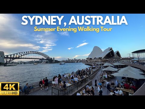Sydney, Australia Summer Evening Walking Tour | 4K 60FPS