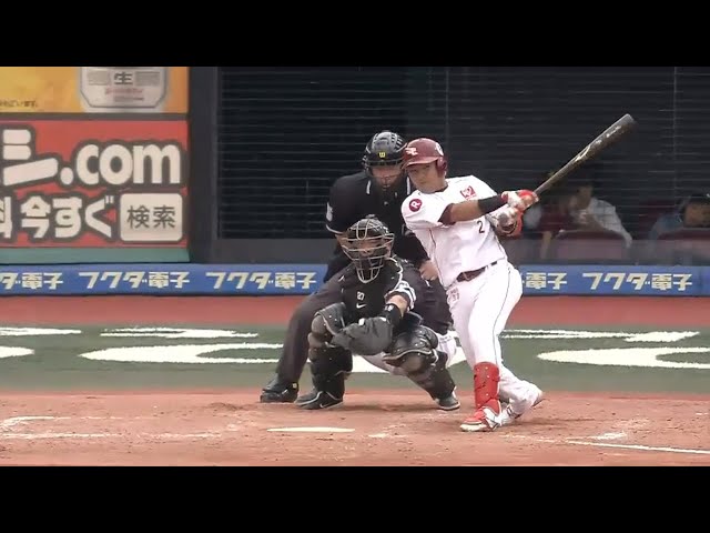 【5回裏】初HRまであと数十センチ イーグルス・三好フェンス直撃タイムリー!! 2015/6/28 E-H