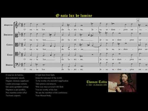 O nata lux. Thomas Tallis (Scrolling score) Voces8