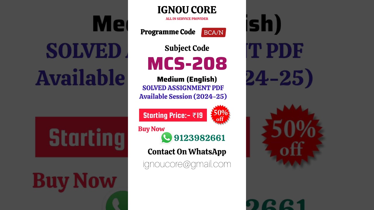 MCS 208 Solved Assignment PDF 2024-25 in English, BCA program MCS-208 Solved assignments