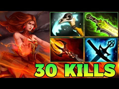 30 Kills Lina Dota 2 Gameplay !! Dota 2 Lina Mid Lane Guide Build Pro Gameplay 7.39