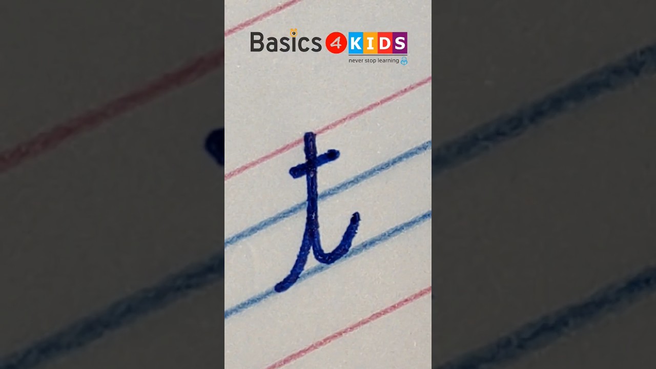cursive small letter t | small cursive letter t | small letter t in cursive handwriting @Basics4Kids