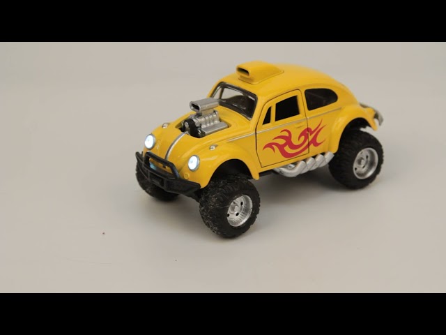 Автомобиль Фольксваген гоночный kings toy инерционный световые звуковые эффекты металлический желтый 1:36 - видео
