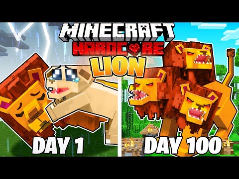 I Survived 100 DAYS as a LION in HARDCORE Minecraft!