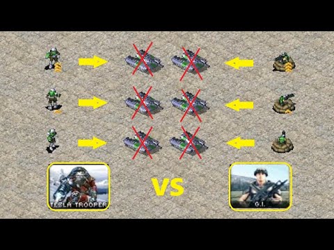 Tesla Trooper vs GI - Kill Race: Red Alert 2