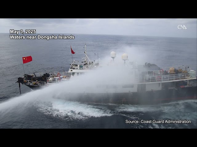 Taiwan Coast Guard drives away Chinese boat near Dongsha with water cannon