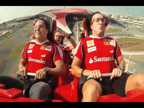 Fernando Alonso on The Formula Rossa slow mo while his cash or credit cards says bye to him. (LOL)