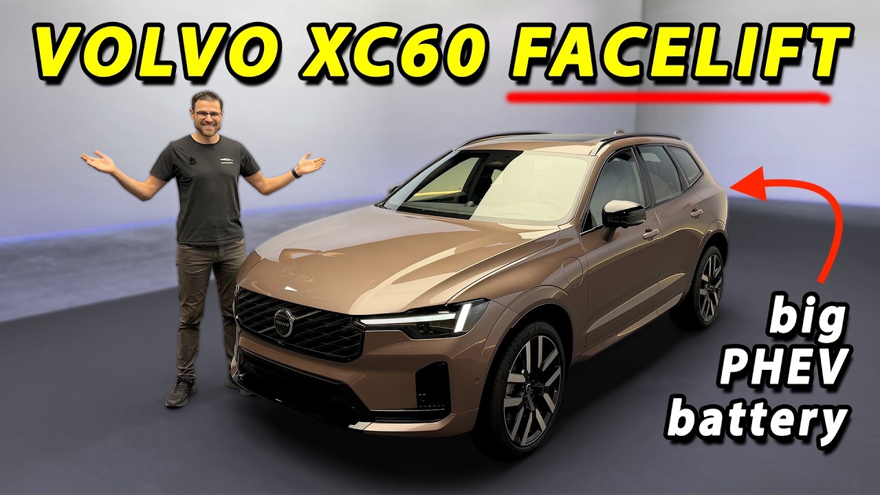 Facelifted Volvo XC60 plug-in hybrid SUV on display