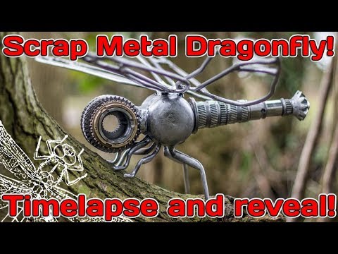 Handmade Scrap Metal Dragonfly Reveal with build Time lapse!