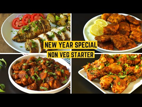 4 Easy Non Veg Starter Recipe - New Year Special | Non Veg Starter Recipes | Party Starter Recipes