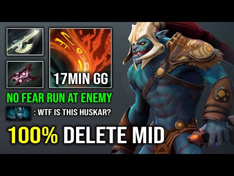 How to 100% Delete Mid with No Fear Jumping 17Min GG Huskar EZ MMR Dota 2
