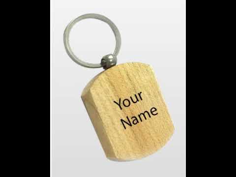 Brown wooden and mild steel printed promotional keychain, 18...